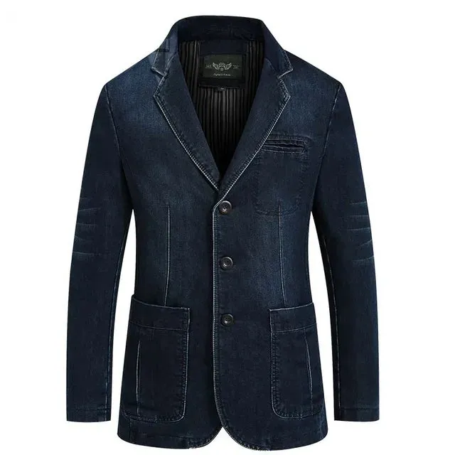 WIAOFELLAS -  Brand Denim Jacket Men Autumn Winter Men's Jean Jackets Casual Slim Fit Cotton Coat Plus Size 4XL Jaqueta jeans Masculina blazer