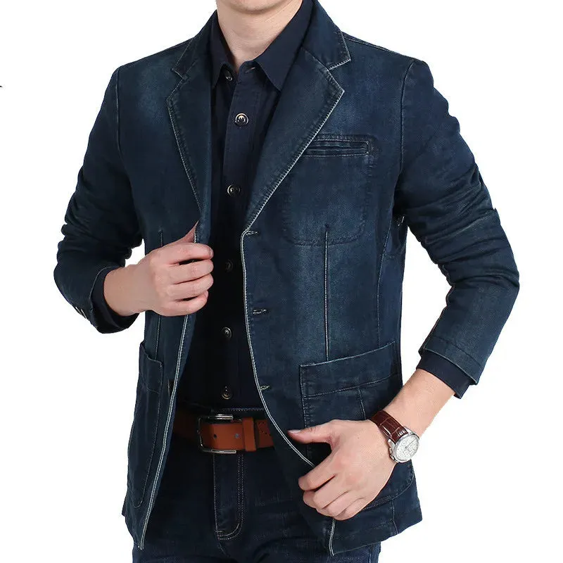 WIAOFELLAS -  Brand Denim Jacket Men Autumn Winter Men's Jean Jackets Casual Slim Fit Cotton Coat Plus Size 4XL Jaqueta jeans Masculina blazer