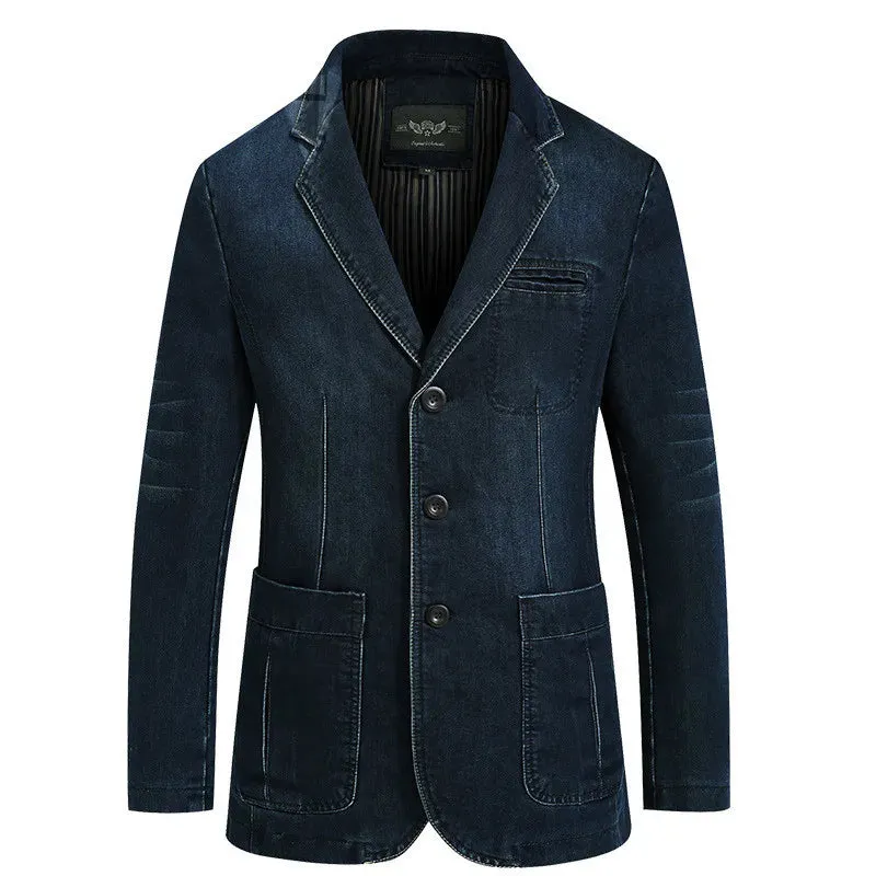 WIAOFELLAS -  Brand Denim Jacket Men Autumn Winter Men's Jean Jackets Casual Slim Fit Cotton Coat Plus Size 4XL Jaqueta jeans Masculina blazer