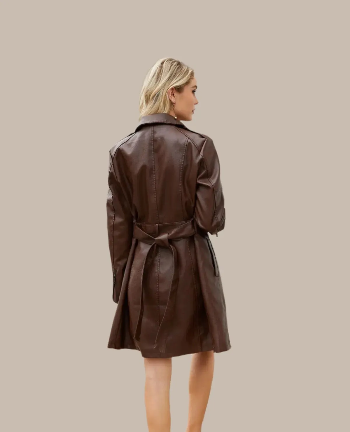 Women's Mid-length Leather Coat