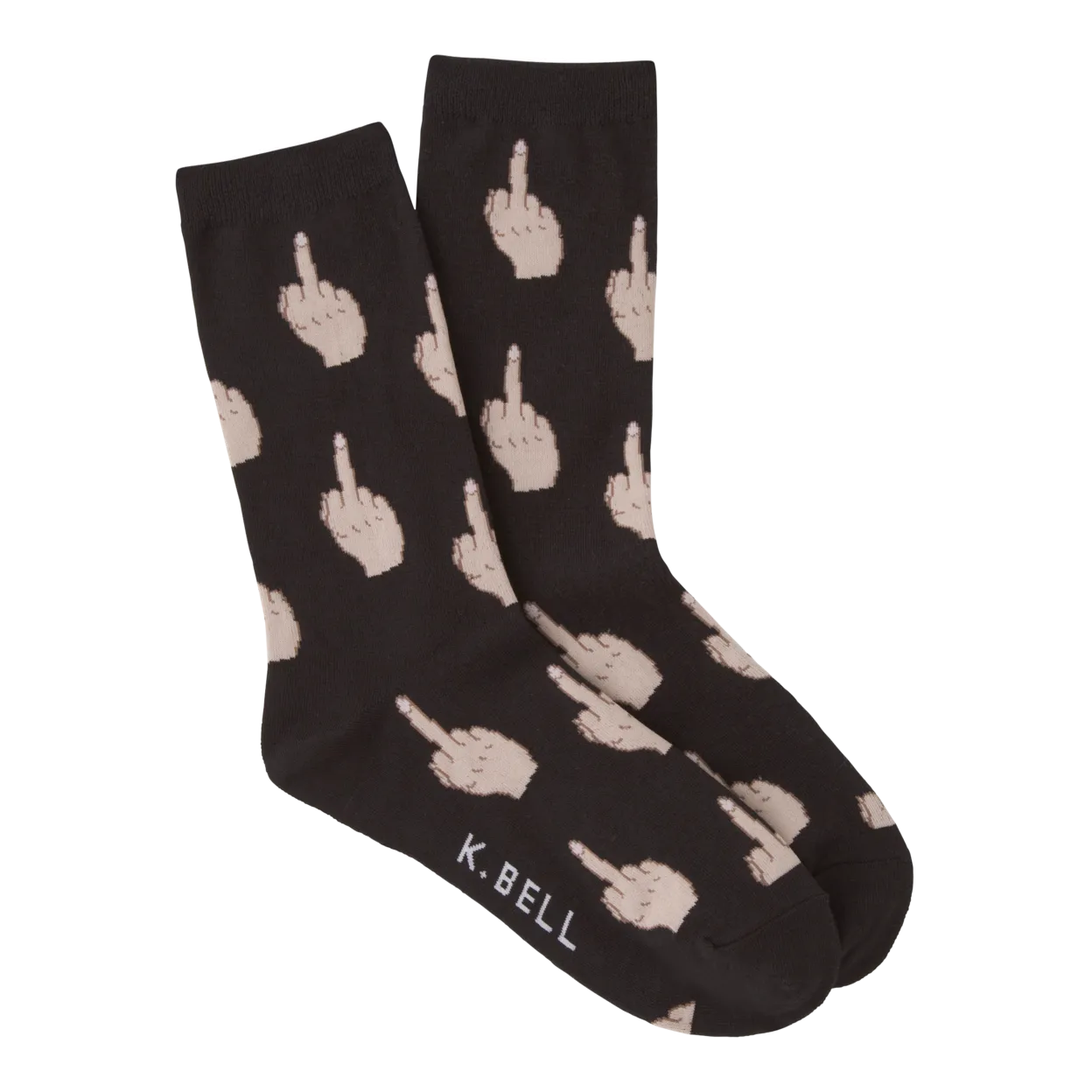 Women's Middle Finger Crew Socks -Black ^