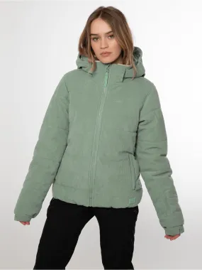 Women's Ribbed Puffer Jacket,Green