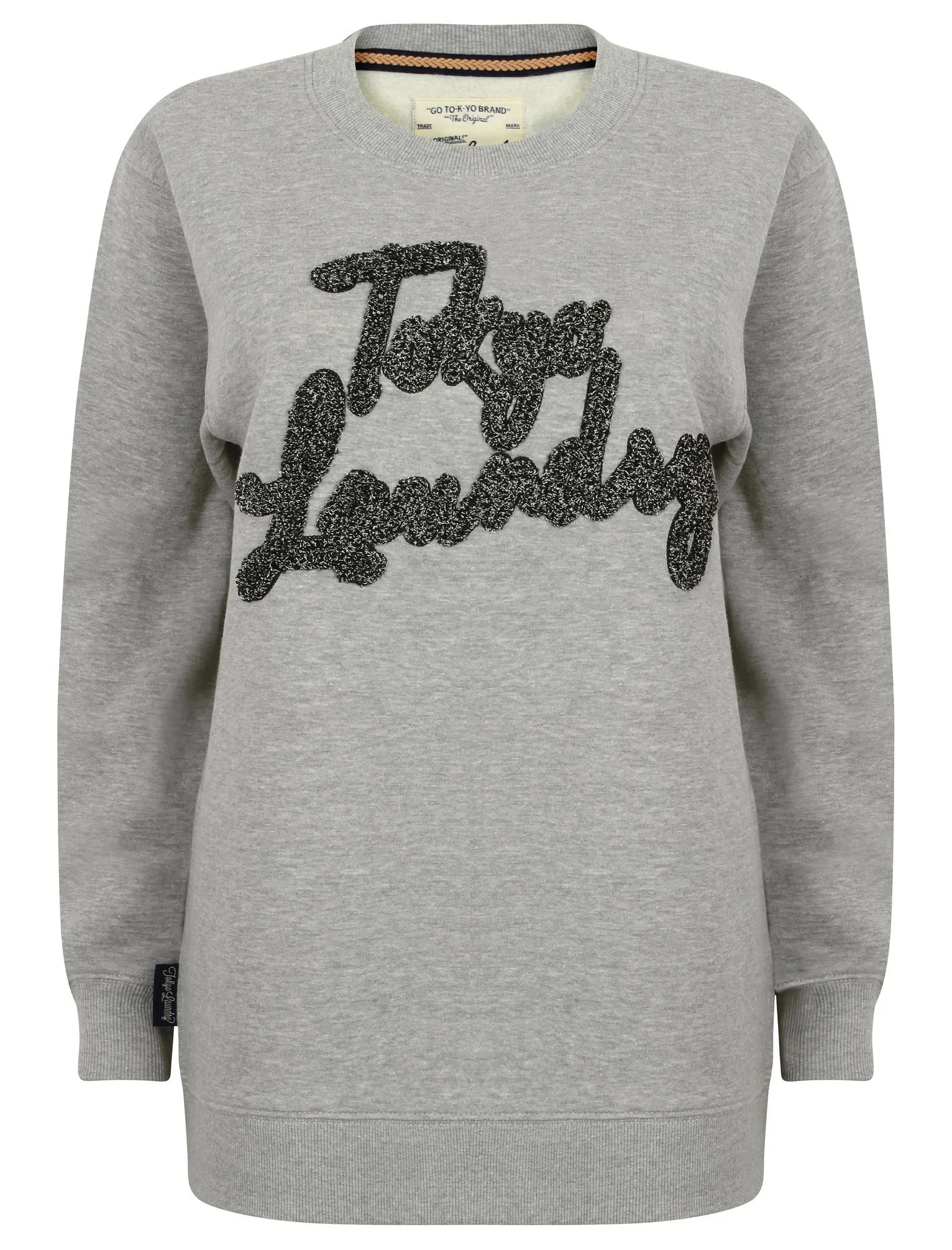 Womens Sweatshirt with Boucle Motif in Light Grey Marl - Tokyo Laundry