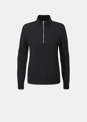 Women's Zip Neck Jumper Black