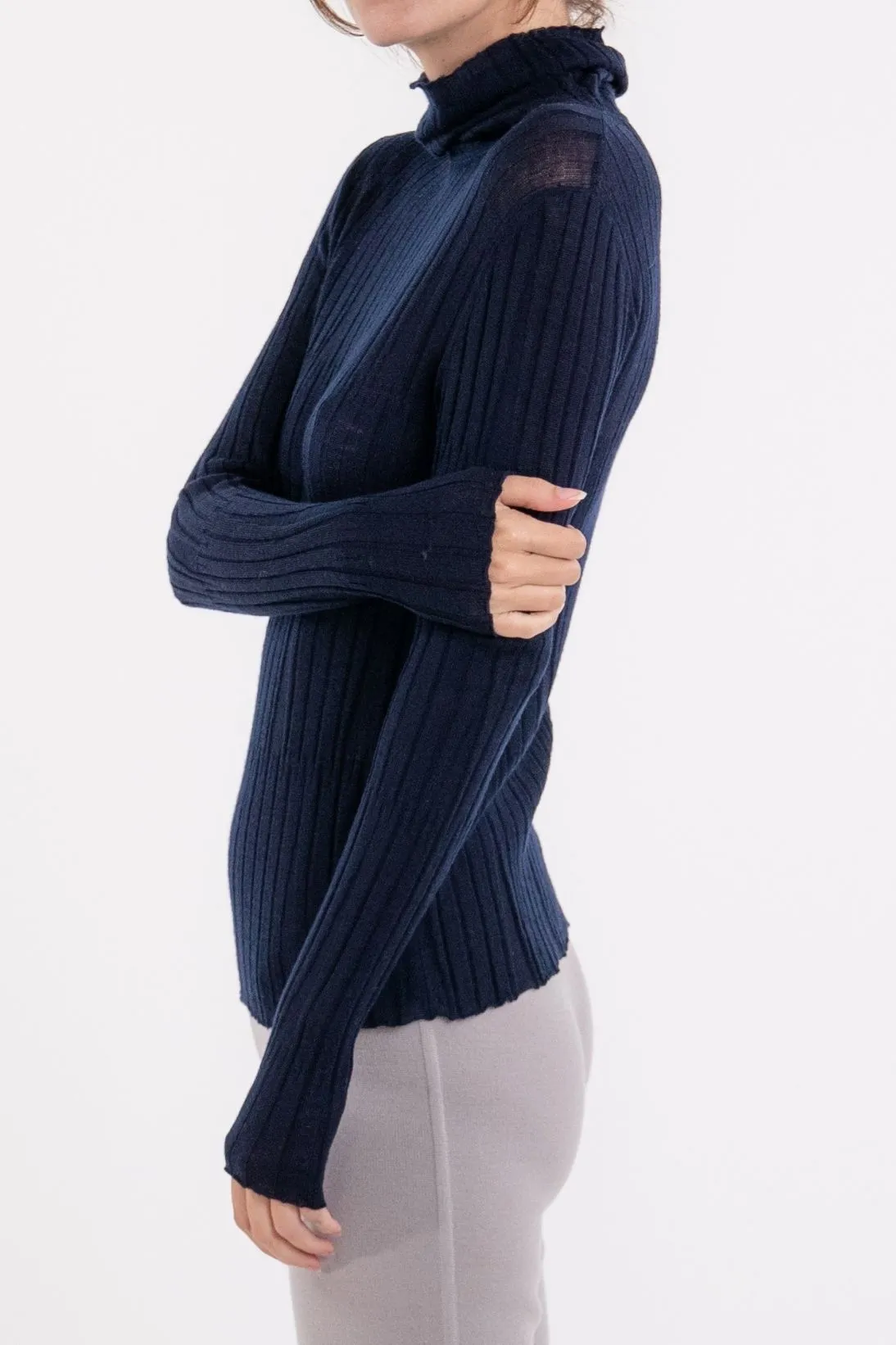 WOOL RIBBED TURTLENECK