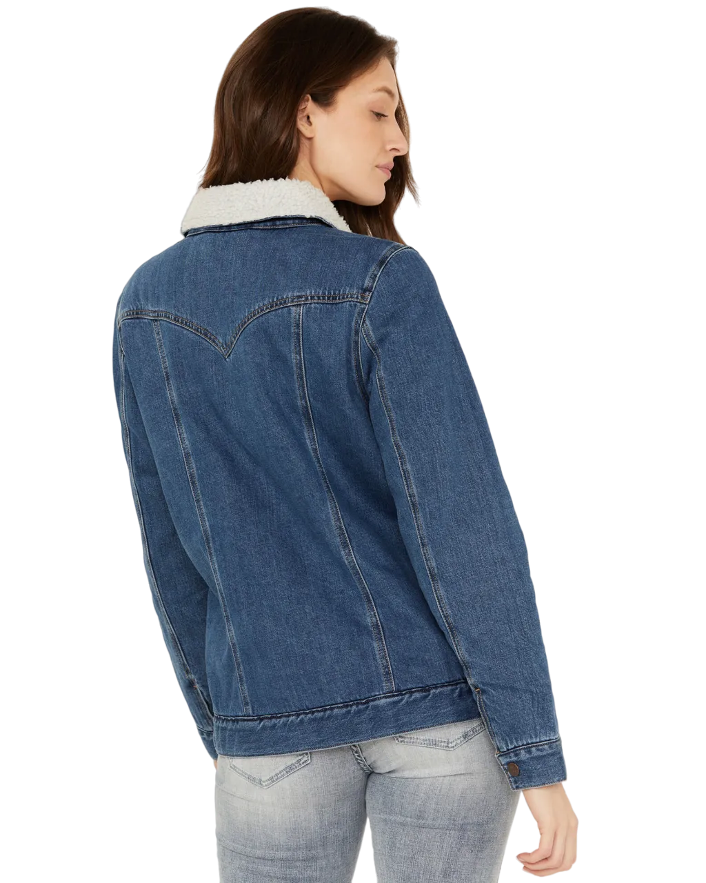 Wrangler Women's Medium Wash Denim Sherpa Lined Barn Coat